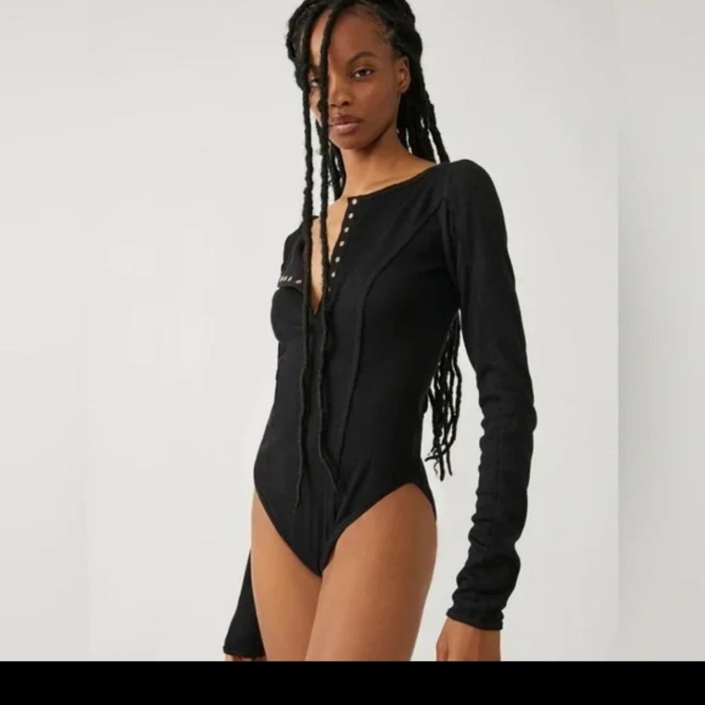 NWT Free People Sloane Bodysuit black size s